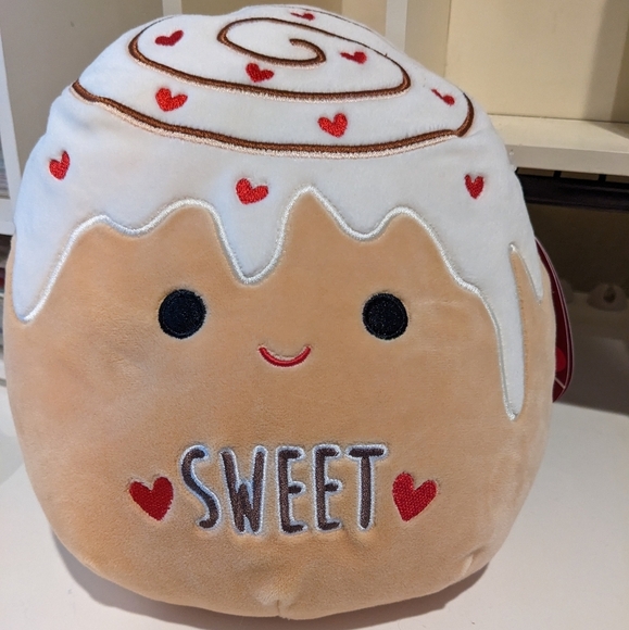 Squishmallows Other - Chanel Dessert Squishmallow Chanel the Cinnamon Roll 9" Red Hearts NWT